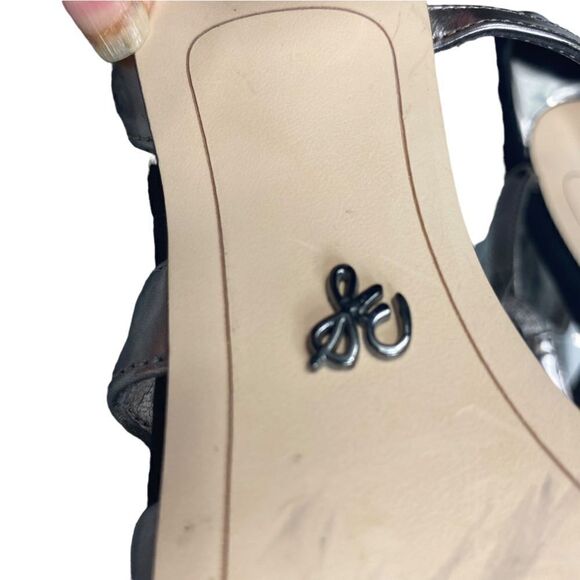 Sam Edelman Wm’s Sz 7.5 Chrome Snake Print 3.5” Heel Strappy Pump Shoes - Picture 8 of 9